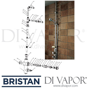 Bristan Prism Twinline Shower Valve with Adjustable Riser Spare Parts - BR DV 255